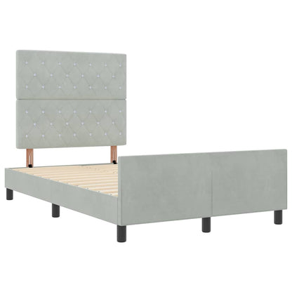 Postel S Boxspringem S Čelo Světle Šedá 120 X 200 Cm Samet
