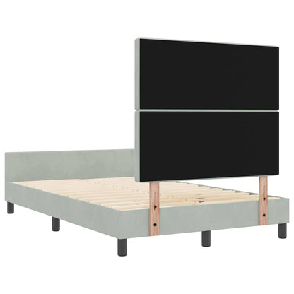 Postel S Boxspringem S Čelo Světle Šedá 120 X 200 Cm Samet