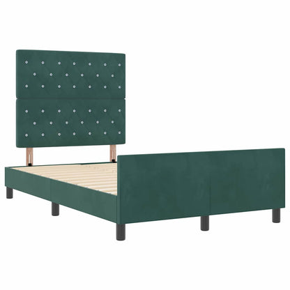 Postel S Boxspringem S Čelo Tmavě Zelená 120 X 200 Cm Samet