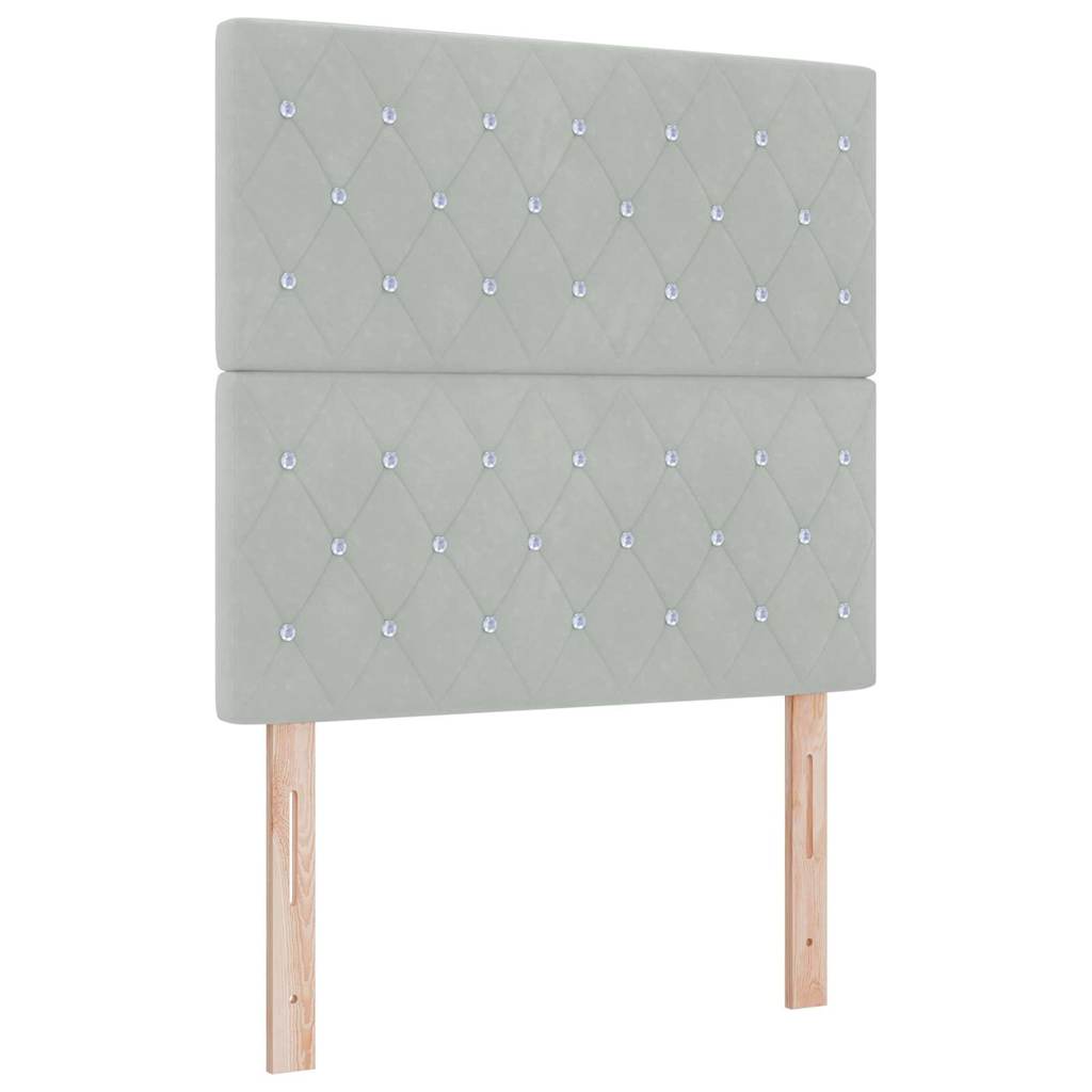 Postel S Boxspringem S Čelo Světle Šedá 120 X 200 Cm Samet