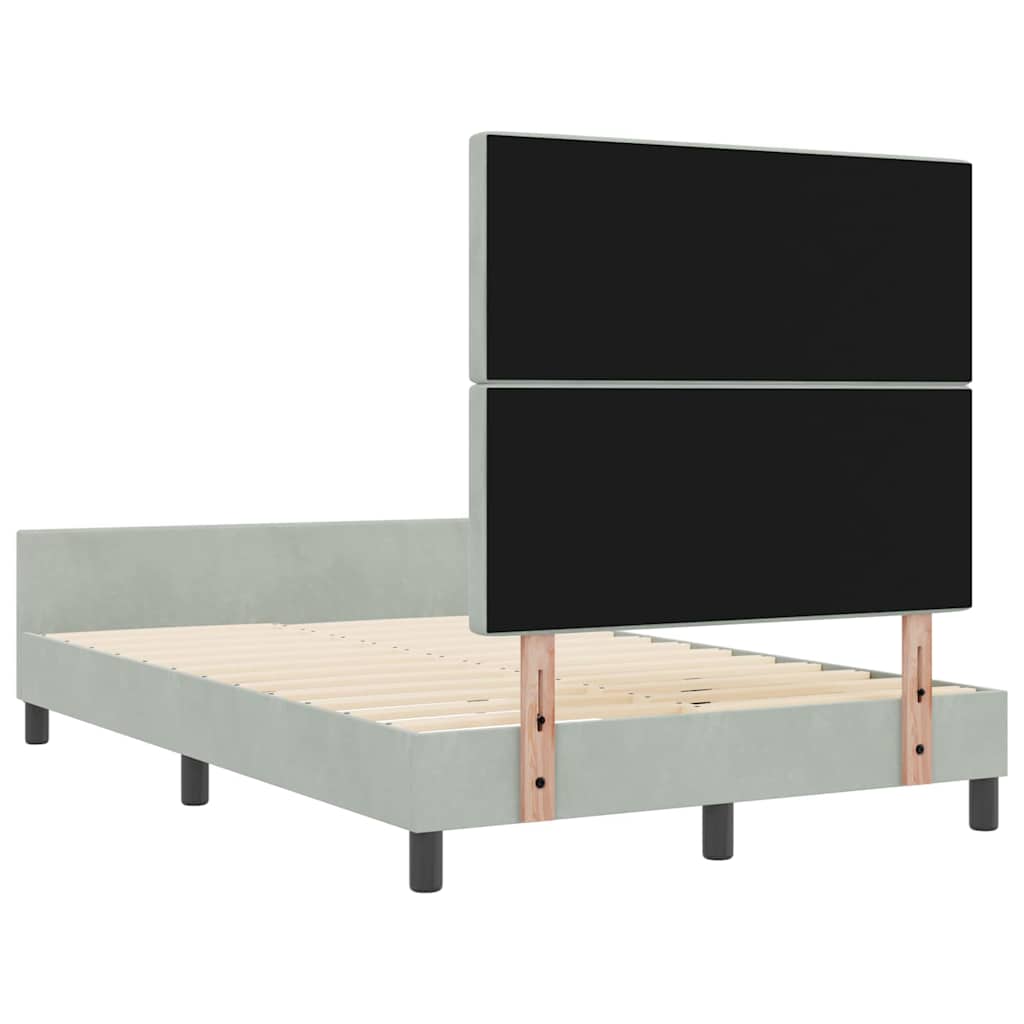 Postel S Boxspringem S Čelo Světle Šedá 120 X 200 Cm Samet