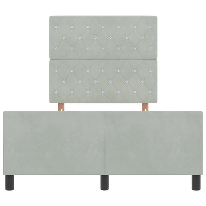 Postel S Boxspringem S Čelo Světle Šedá 120 X 200 Cm Samet