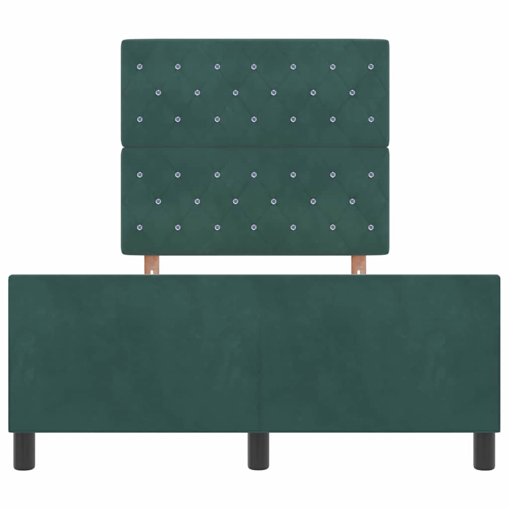 Postel S Boxspringem S Čelo Tmavě Zelená 120 X 200 Cm Samet