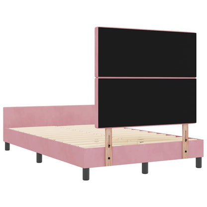 Postel S Boxspringem S Čelo Růžová 120 X 200 Cm Samet