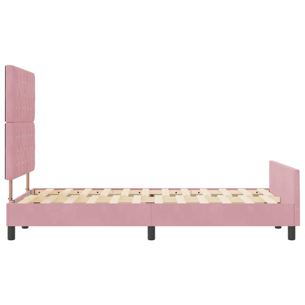Postel S Boxspringem S Čelo Růžová 120 X 200 Cm Samet