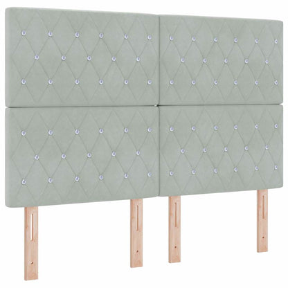 Postel S Boxspringem S Čelo Světle Šedá 140 X 190 Cm Samet