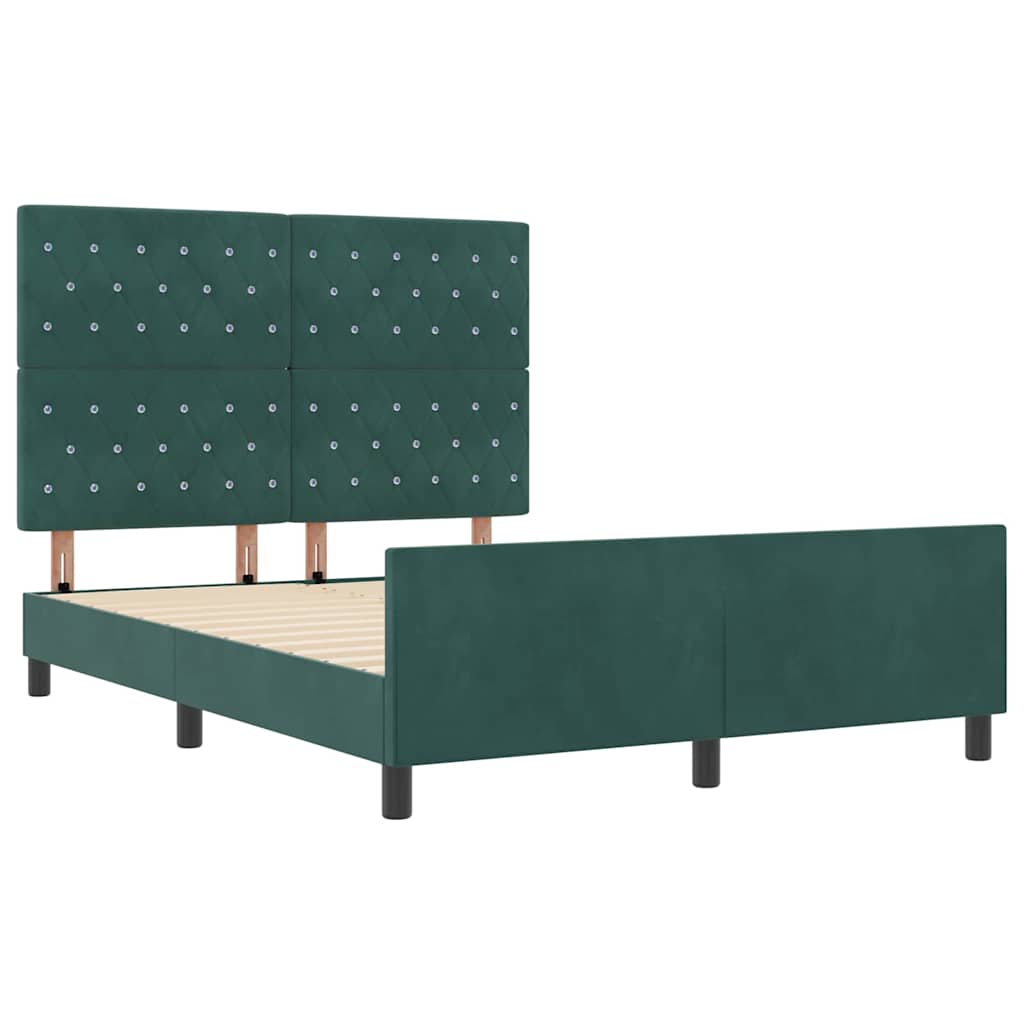 Postel S Boxspringem S Čelo Tmavě Zelená 140 X 190 Cm Samet
