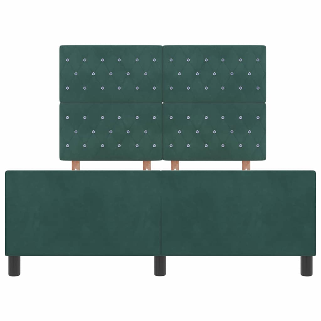 Postel S Boxspringem S Čelo Tmavě Zelená 140 X 190 Cm Samet