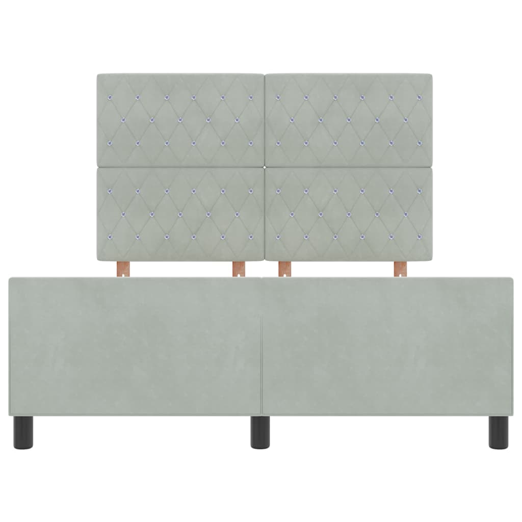 Postel S Boxspringem S Čelo Světle Šedá 140 X 200 Cm Samet