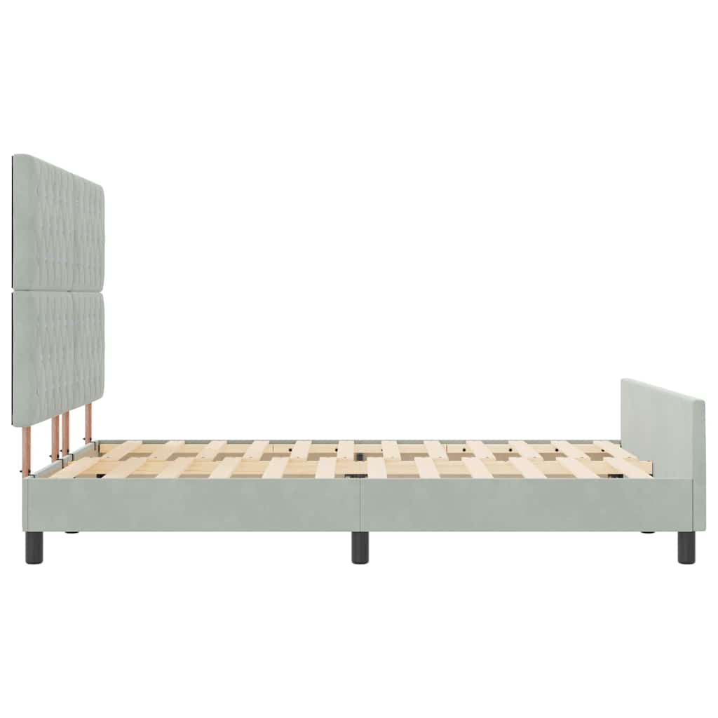 Postel S Boxspringem S Čelo Světle Šedá 140 X 200 Cm Samet