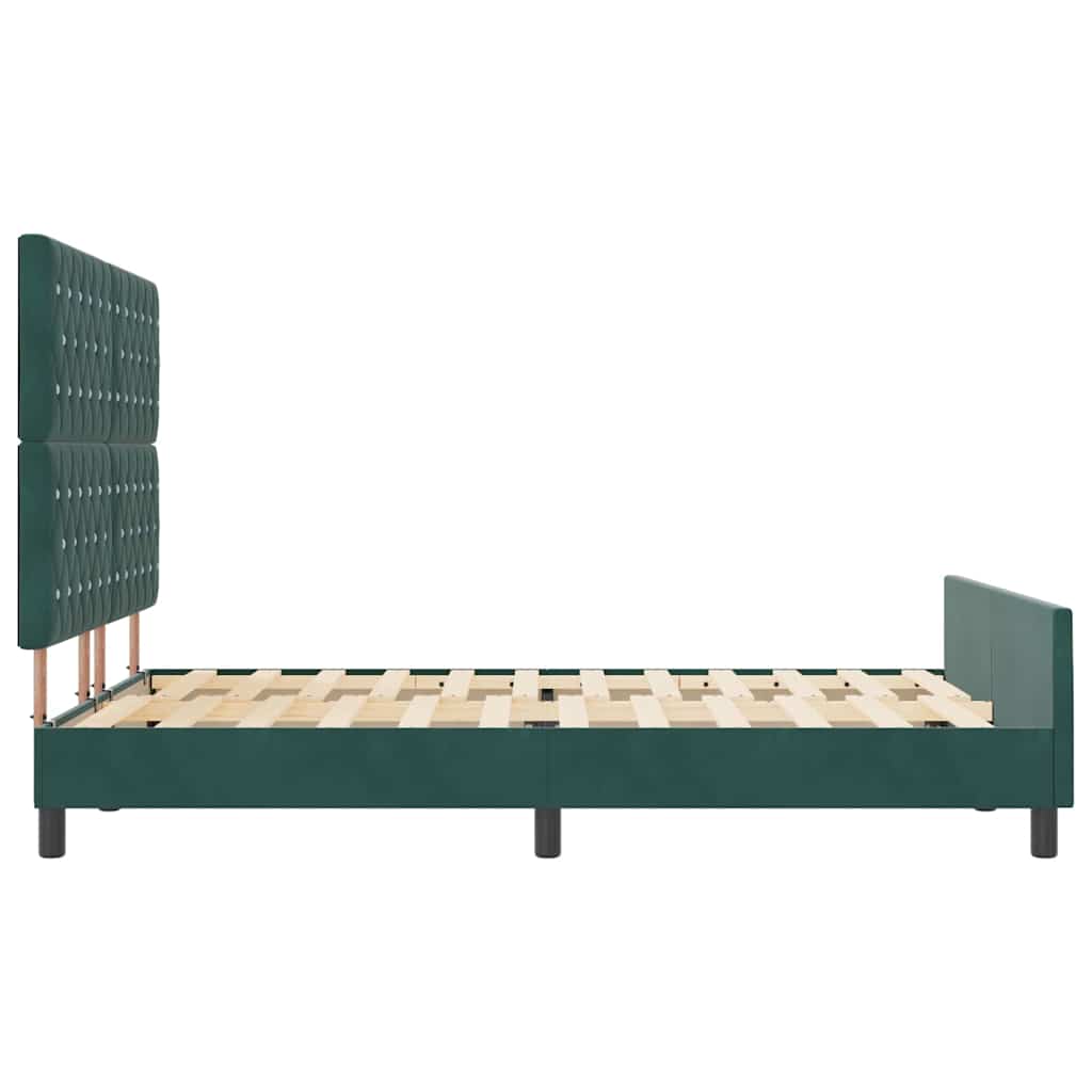 Postel S Boxspringem S Čelo Tmavě Zelená 140 X 200 Cm Samet