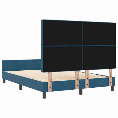Postel S Boxspringem S Čelo Tmavě Modrá 140 X 200 Cm Samet