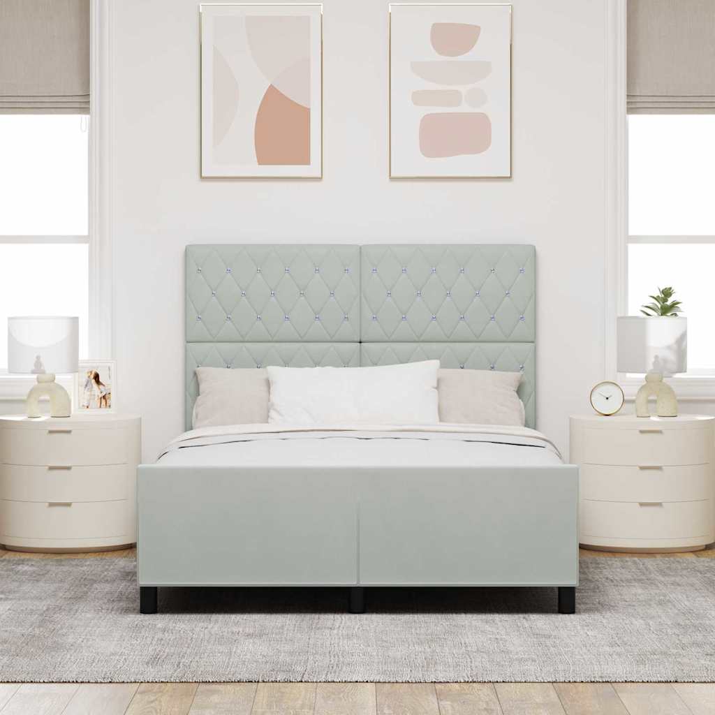 Postel S Boxspringem S Čelo Světle Šedá 160 X 200 Cm Samet
