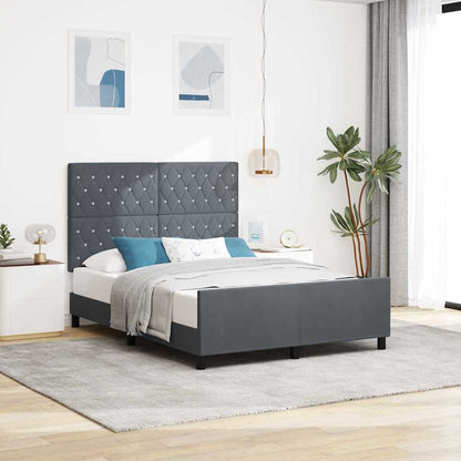 Postel S Boxspringem S Čelo Tmavě Šedá 160 X 200 Cm Samet