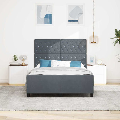 Postel S Boxspringem S Čelo Tmavě Šedá 160 X 200 Cm Samet