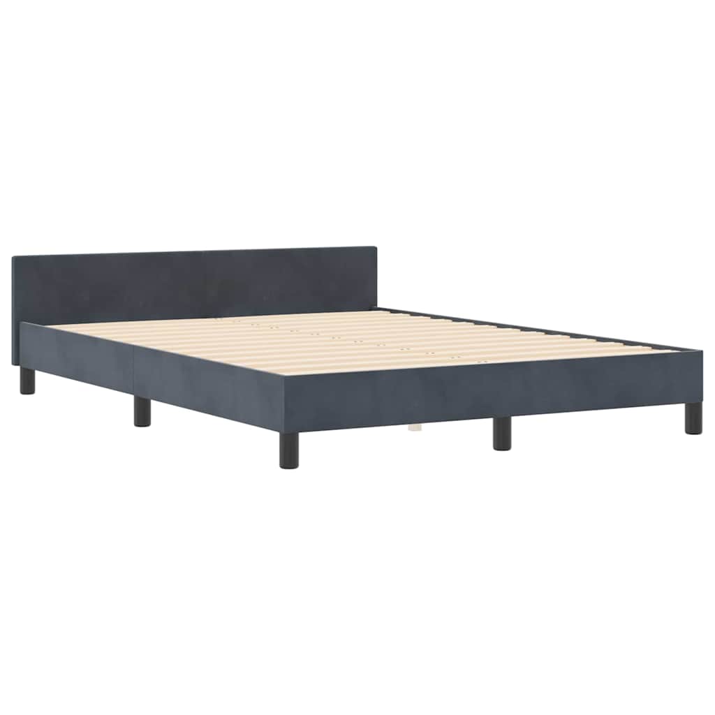 Postel S Boxspringem S Čelo Tmavě Šedá 160 X 200 Cm Samet