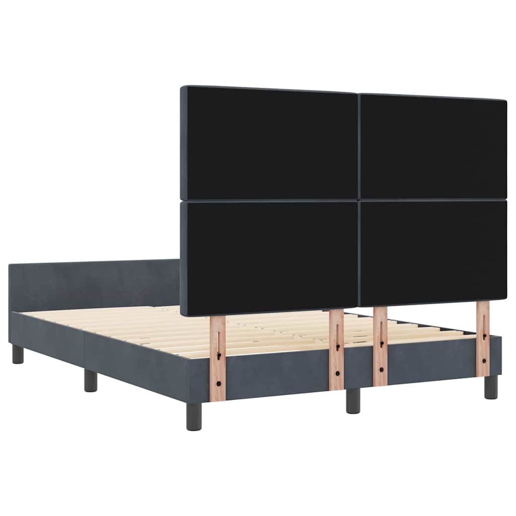 Postel S Boxspringem S Čelo Tmavě Šedá 160 X 200 Cm Samet