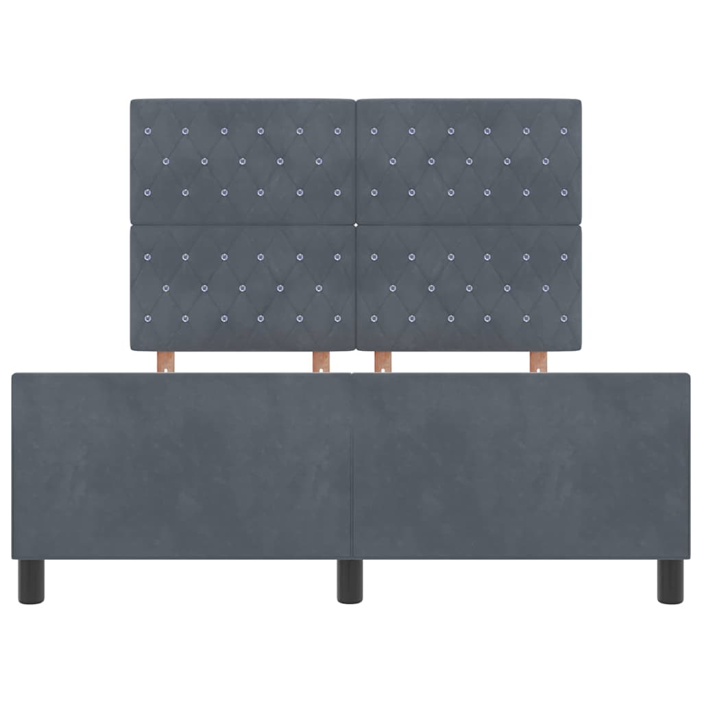 Postel S Boxspringem S Čelo Tmavě Šedá 160 X 200 Cm Samet