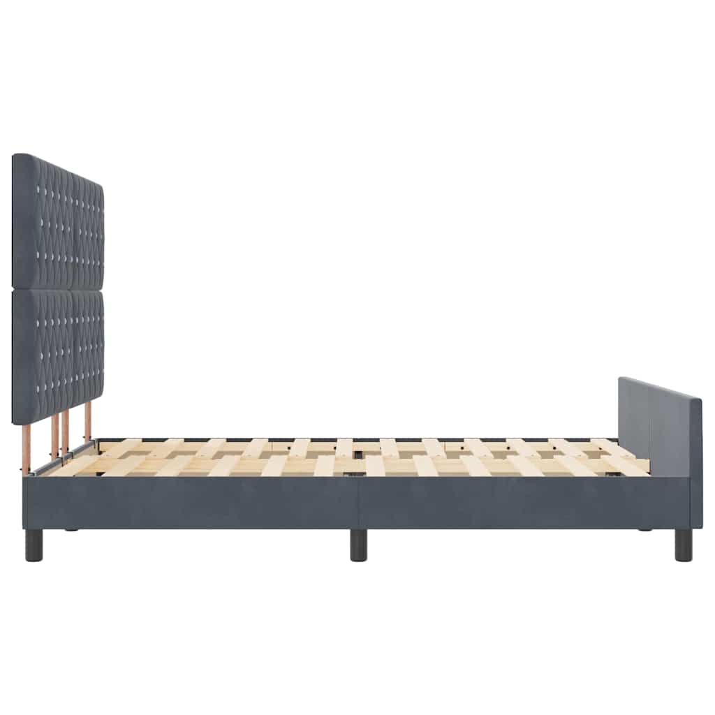 Postel S Boxspringem S Čelo Tmavě Šedá 160 X 200 Cm Samet
