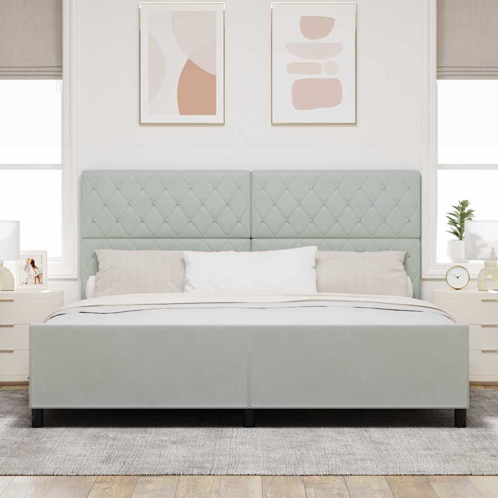 Postel S Boxspringem S Čelo Světle Šedá 200 X 200 Cm Samet