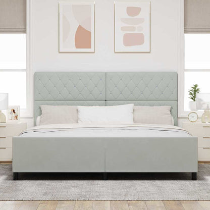 Postel S Boxspringem S Čelo Světle Šedá 200 X 200 Cm Samet