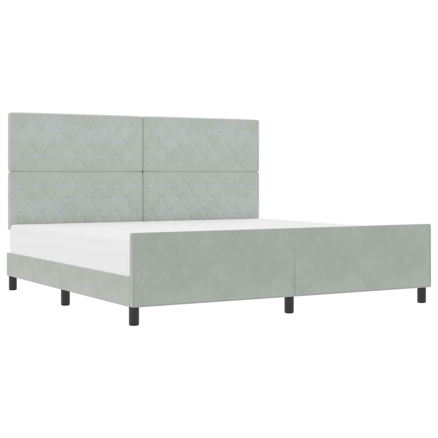 Postel S Boxspringem S Čelo Světle Šedá 200 X 200 Cm Samet