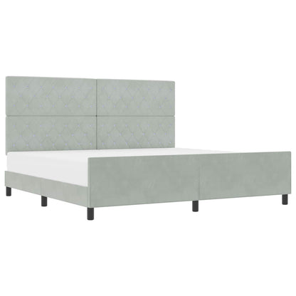 Postel S Boxspringem S Čelo Světle Šedá 200 X 200 Cm Samet