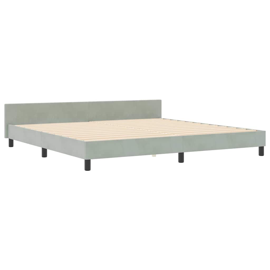 Postel S Boxspringem S Čelo Světle Šedá 200 X 200 Cm Samet