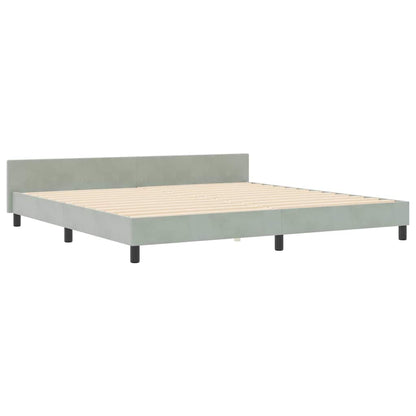Postel S Boxspringem S Čelo Světle Šedá 200 X 200 Cm Samet