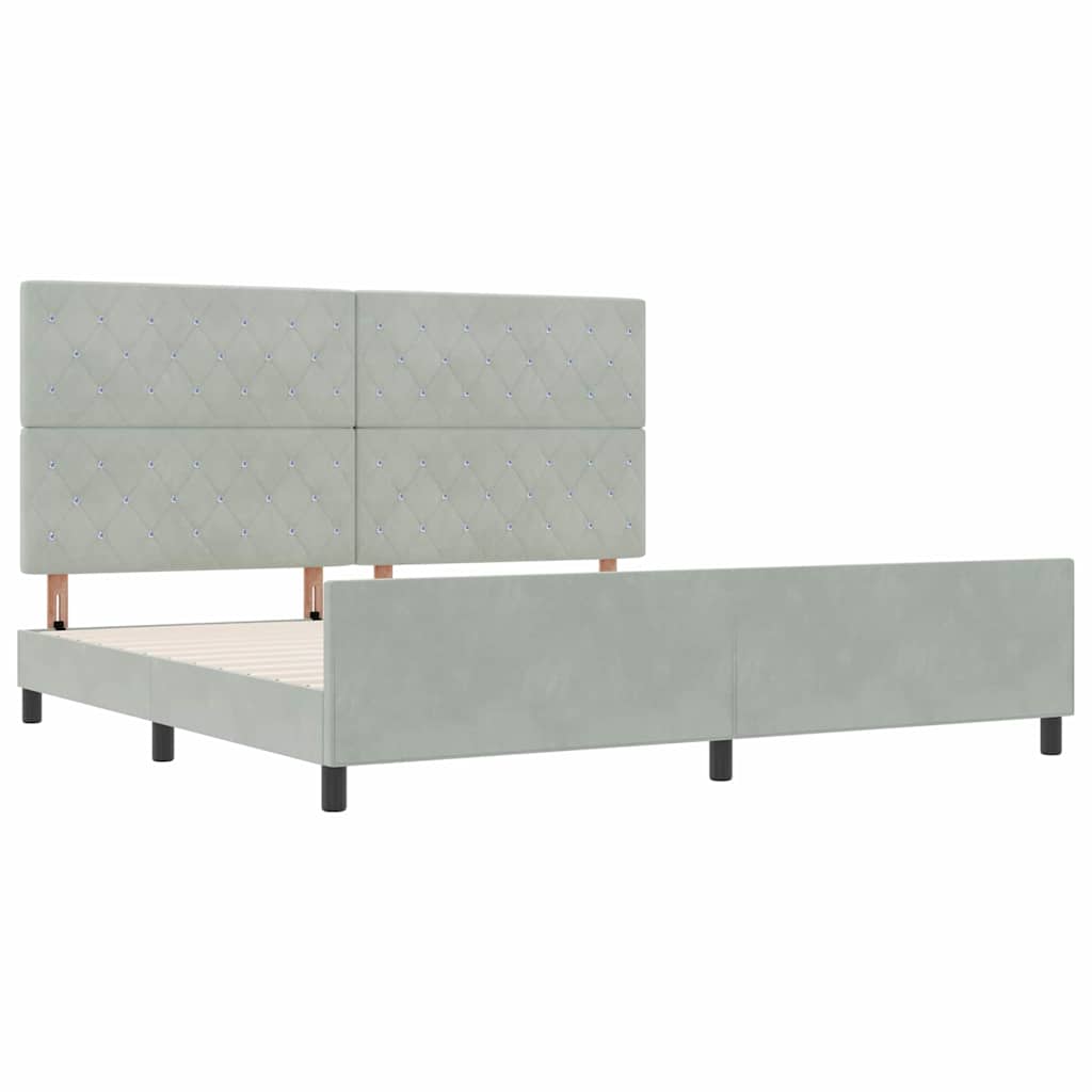 Postel S Boxspringem S Čelo Světle Šedá 200 X 200 Cm Samet