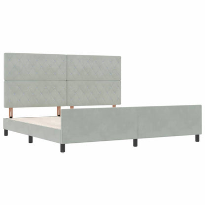 Postel S Boxspringem S Čelo Světle Šedá 200 X 200 Cm Samet