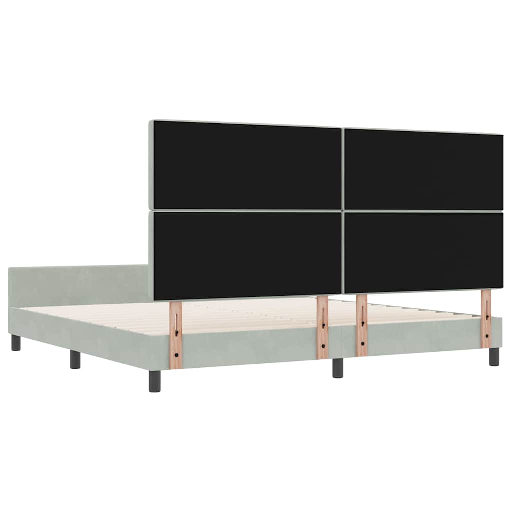 Postel S Boxspringem S Čelo Světle Šedá 200 X 200 Cm Samet