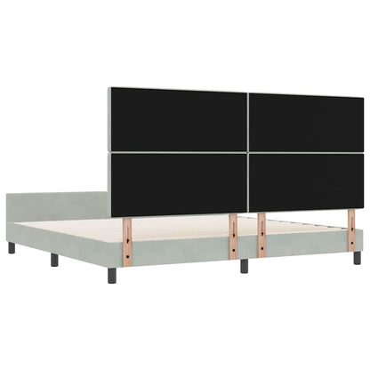 Postel S Boxspringem S Čelo Světle Šedá 200 X 200 Cm Samet