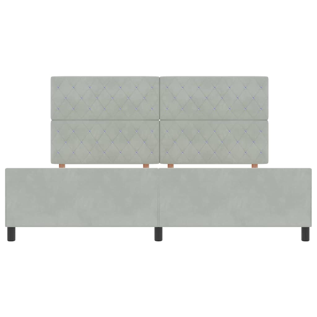 Postel S Boxspringem S Čelo Světle Šedá 200 X 200 Cm Samet
