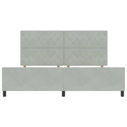 Postel S Boxspringem S Čelo Světle Šedá 200 X 200 Cm Samet