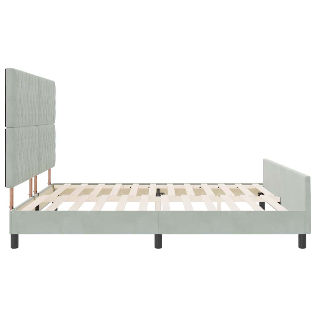 Postel S Boxspringem S Čelo Světle Šedá 200 X 200 Cm Samet
