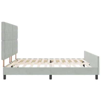 Postel S Boxspringem S Čelo Světle Šedá 200 X 200 Cm Samet