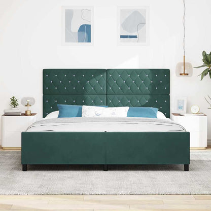 Postel S Boxspringem S Čelo Tmavě Zelená 200 X 200 Cm Samet