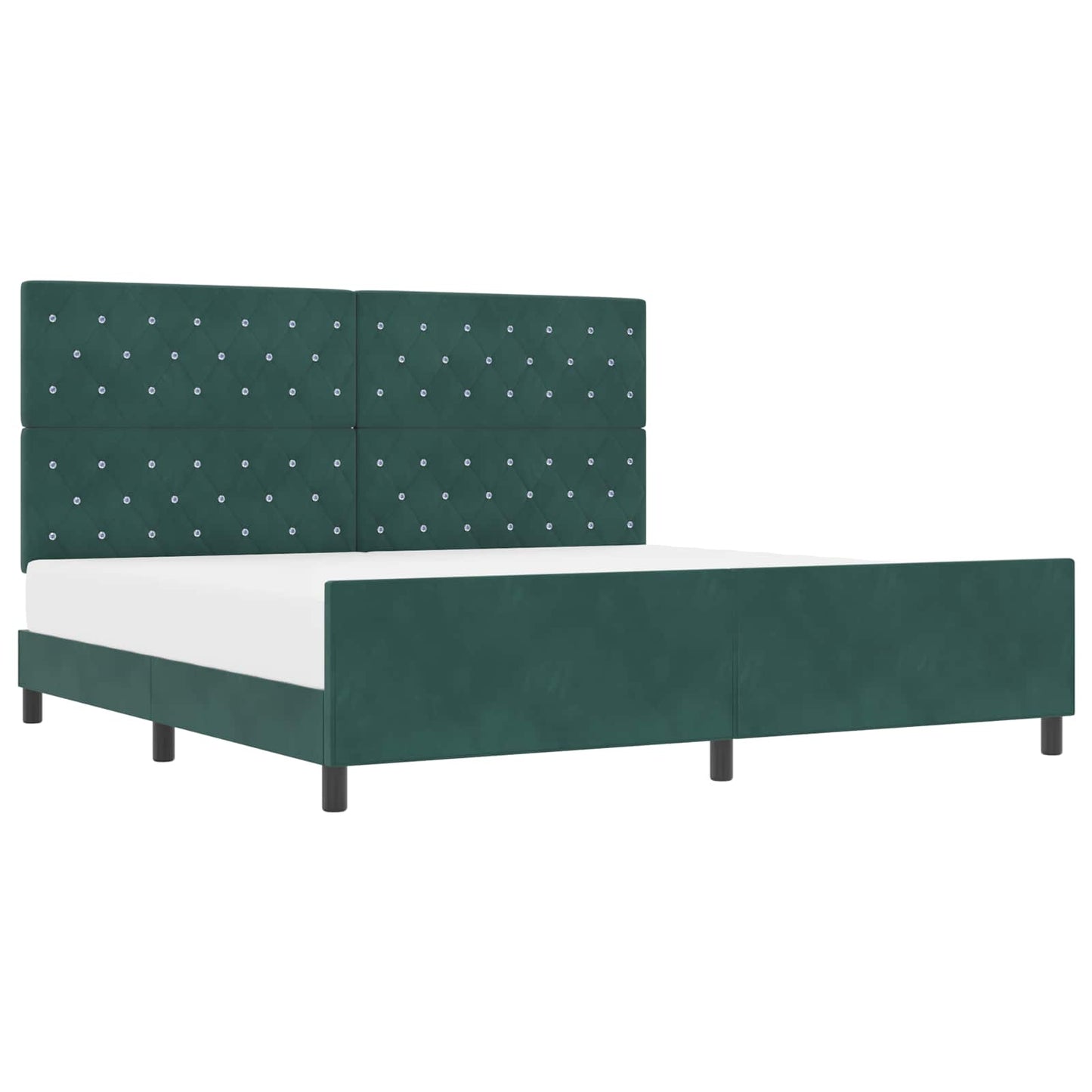 Postel S Boxspringem S Čelo Tmavě Zelená 200 X 200 Cm Samet