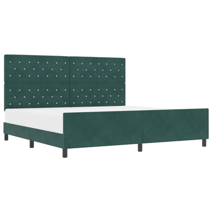 Postel S Boxspringem S Čelo Tmavě Zelená 200 X 200 Cm Samet