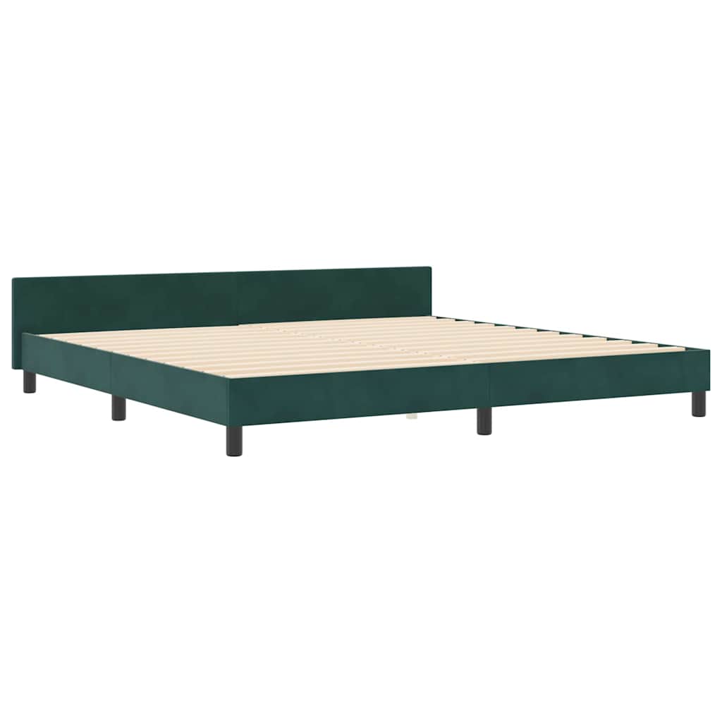 Postel S Boxspringem S Čelo Tmavě Zelená 200 X 200 Cm Samet