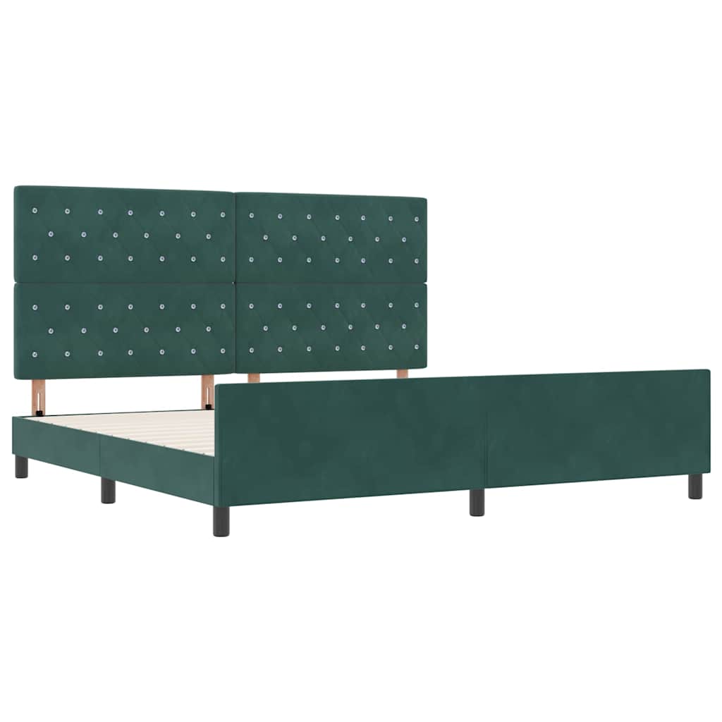 Postel S Boxspringem S Čelo Tmavě Zelená 200 X 200 Cm Samet