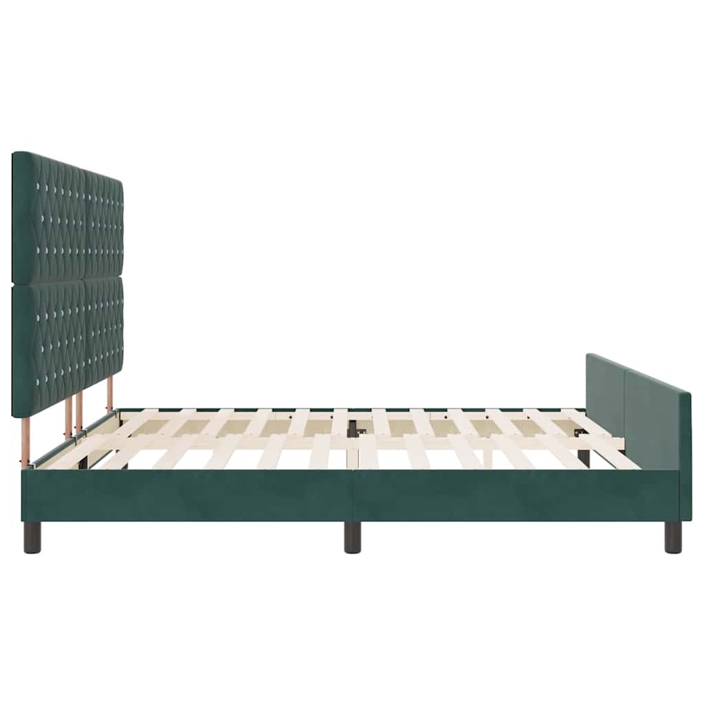 Postel S Boxspringem S Čelo Tmavě Zelená 200 X 200 Cm Samet