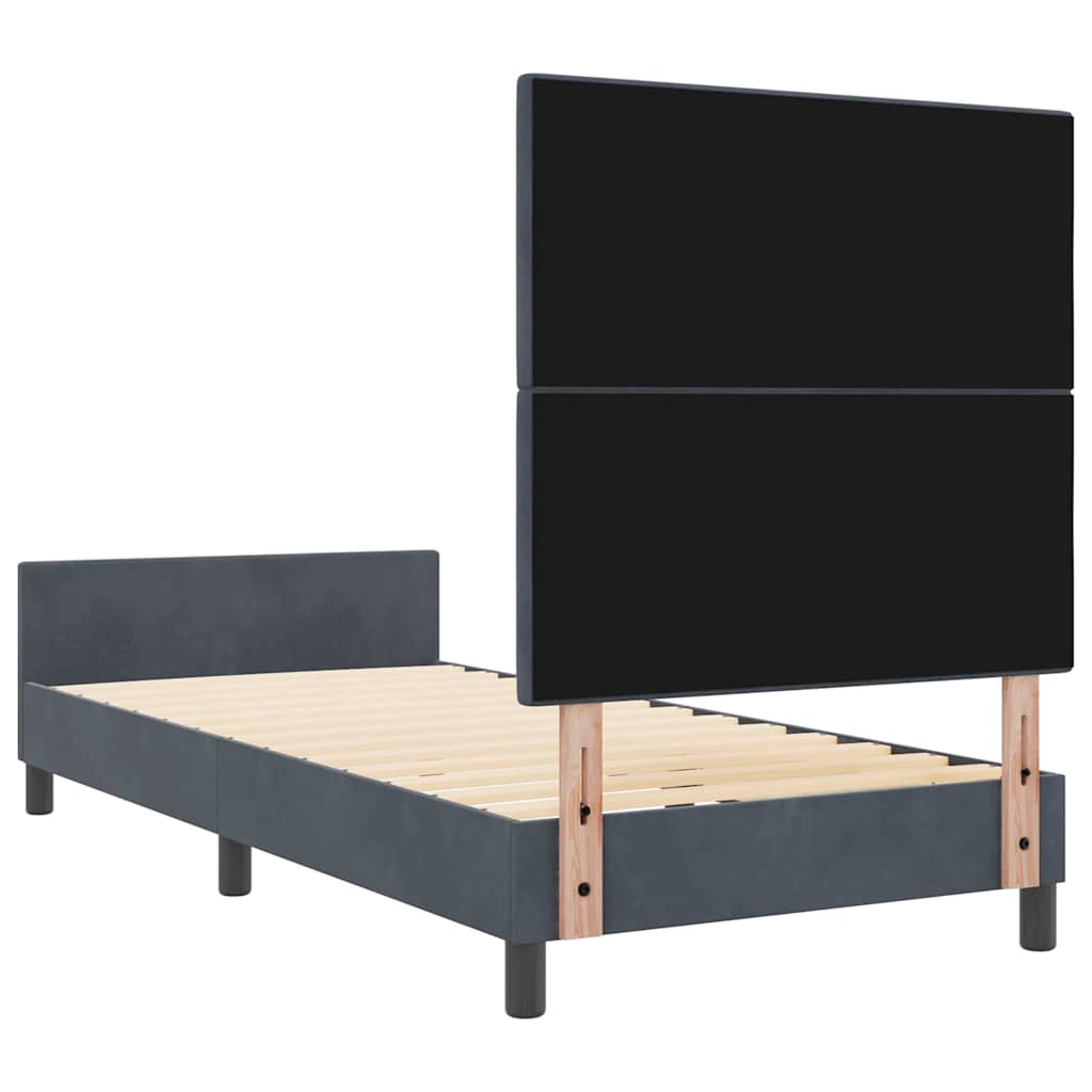 Postel S Boxspringem S Čelo Tmavě Šedá 80 X 200 Cm Samet