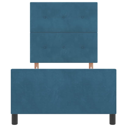 Postel S Boxspringem S Čelo Tmavě Modrá 80 X 200 Cm Samet