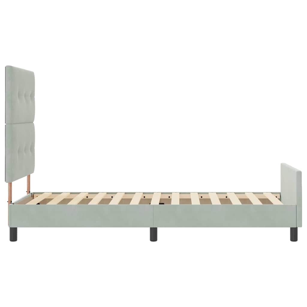 Postel S Boxspringem S Čelo Světle Šedá 90 X 190 Cm Samet