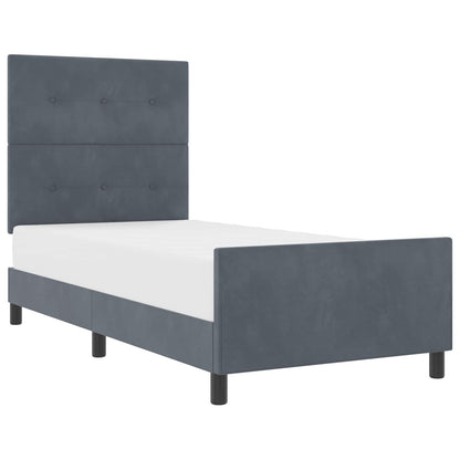 Postel S Boxspringem S Čelo Tmavě Šedá 90 X 190 Cm Samet