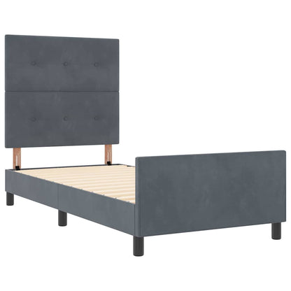 Postel S Boxspringem S Čelo Tmavě Šedá 90 X 190 Cm Samet