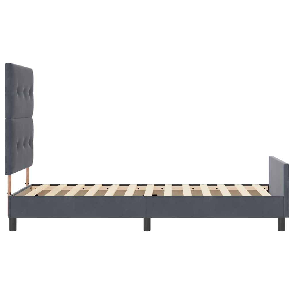 Postel S Boxspringem S Čelo Tmavě Šedá 90 X 190 Cm Samet