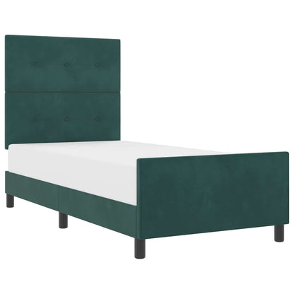 Postel S Boxspringem S Čelo Tmavě Zelená 90 X 190 Cm Samet